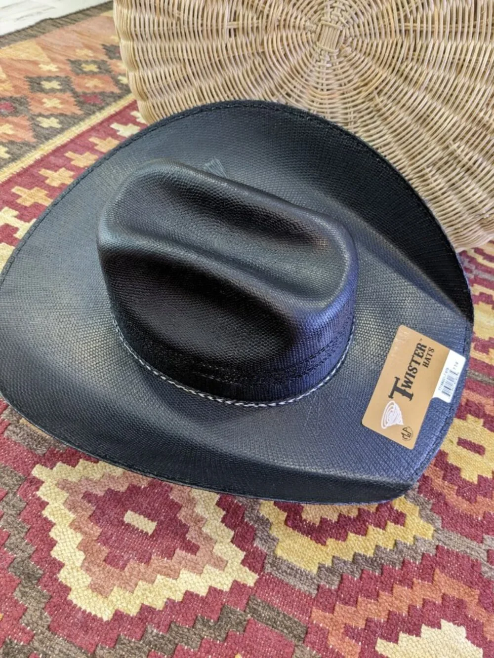 Twister Black Straw Bangora Cowboy Hat 7 7/8